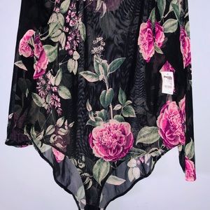 Charlotte Russe Flowered Mesh Body Suit